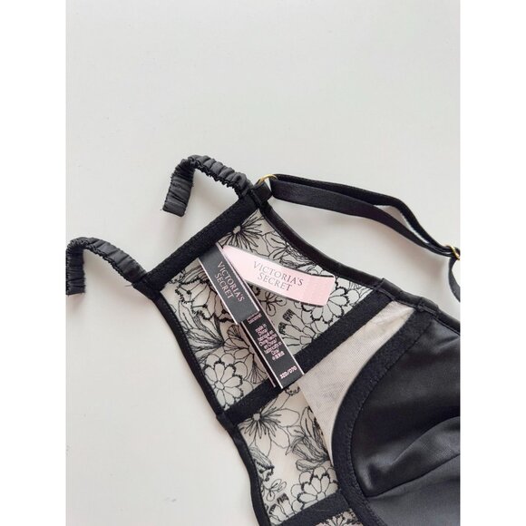 NWT VICTORIA'S SECRET Very Sexy Floral Embroidered Push-Up Bustier Bra, Size 32D - Picture 10 of 16